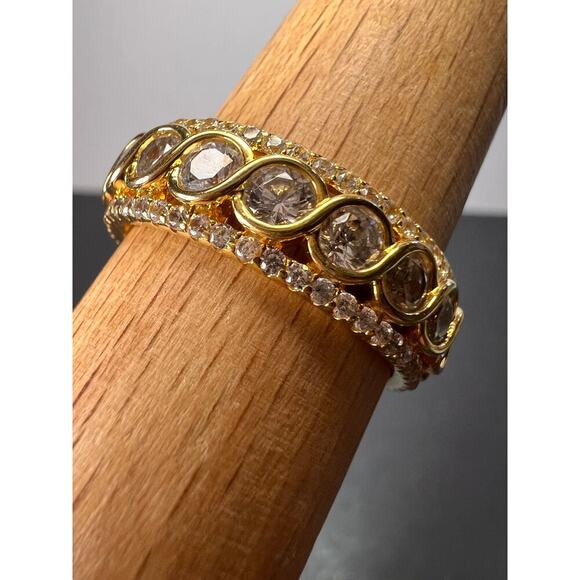 CZ gold over Sterling eternity band mens ring size 11 - Picture 7 of 11